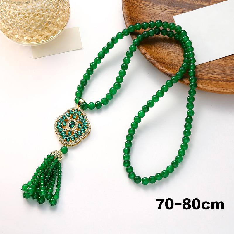 New Chinese Style Retro Versatile Necklace Jewelry Clothing Pendant Green Crystal Pendant