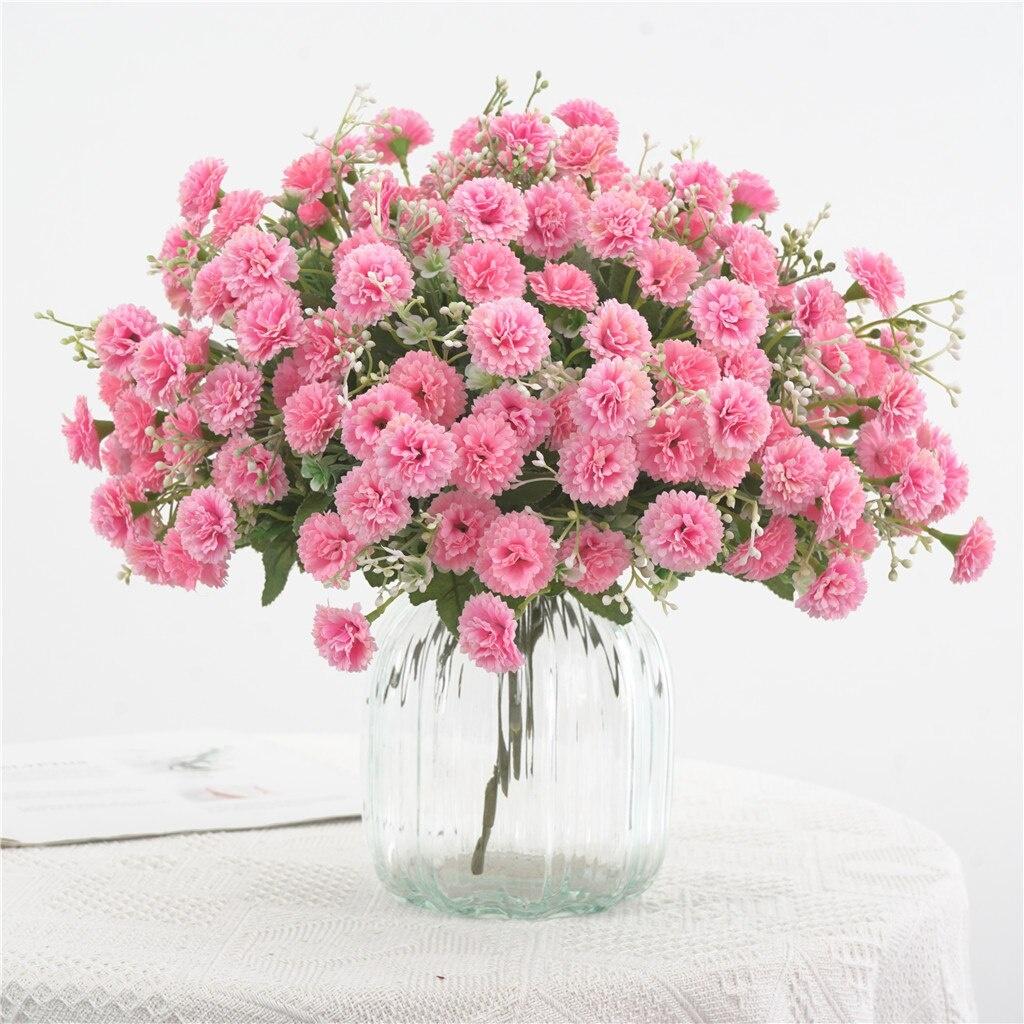 1pc Artificial Fake Floral Carnation Bouquet Silk Flowers Arrangement Home Party Wreath Wedding Tabletop Vase Decoration