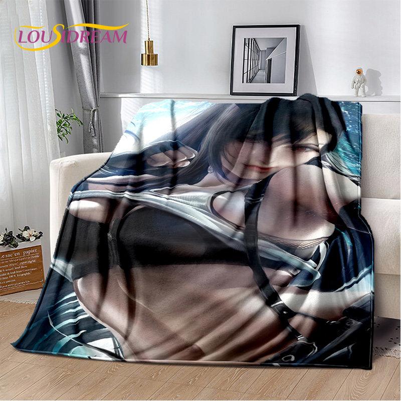 Sexy Girl Lace Tifa Aerith Anime Weiche Plüschdecke, Flanelldecke, Überwurfdecke für Wohnzimmer, Schlafzimmer, Bett, Sofa, Picknick-Abdeckung