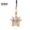 Cute Devil Elf Car Decoration Bling Accessories, Rhinestone Rear View Mirror Wear Resistant Alloy Pendant Charm, Halloween Auto Interior Hanging