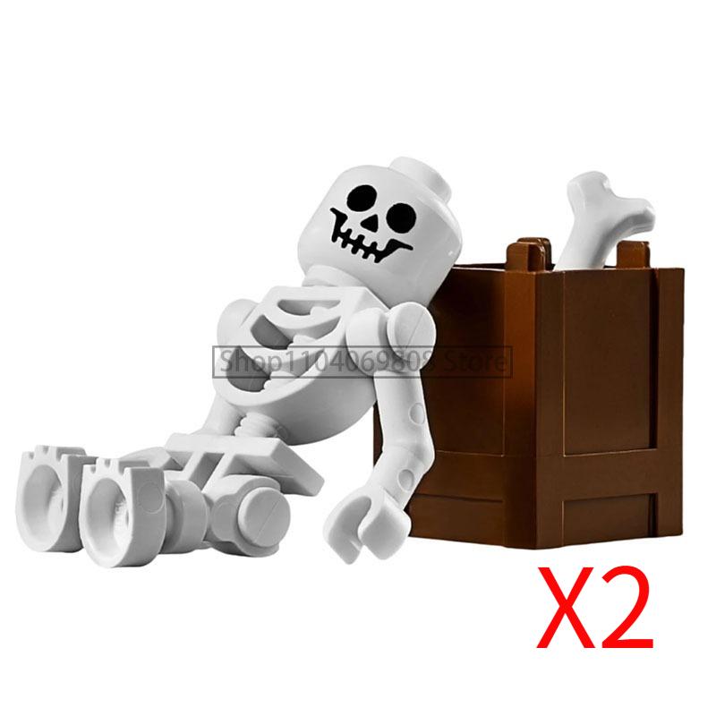 MOC Halloween Building Blocks Skeleton Army Knight Figures Flame Horse Medieval Vampire Furniture Assembly DIY Bricks Toys Gifts