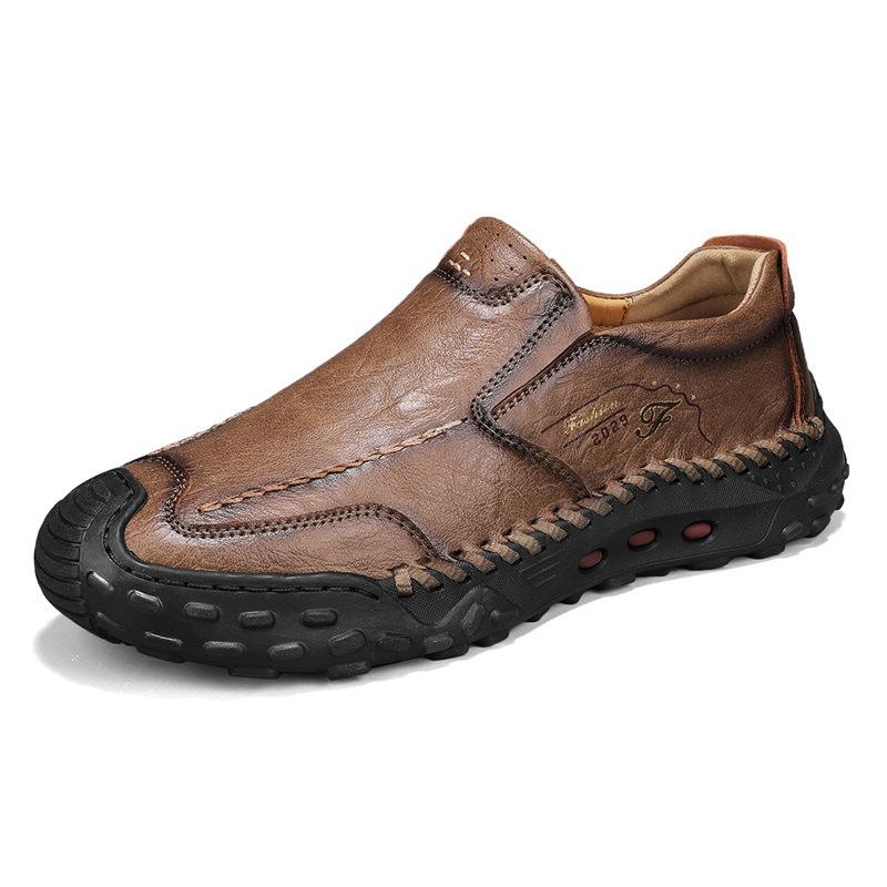 Spring and summer 2025 new men's casual leather shoes large size non-slip and wear-resistant soft sole soft surface lazy handmade shoes