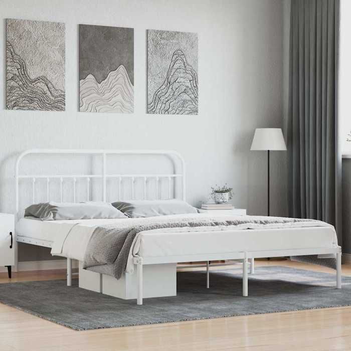 VidaXL Cadre de lit métal avec tête de lit blanc 180x200 cm 352631