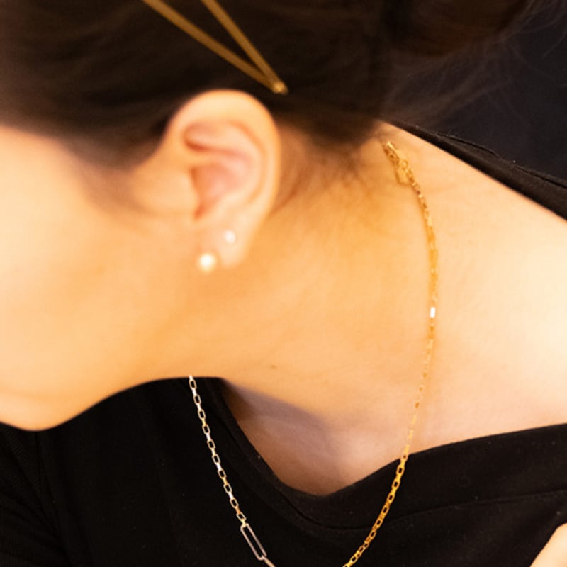 BE/GINS [925 Silver]La Ligne Two Tone clip chain Necklace