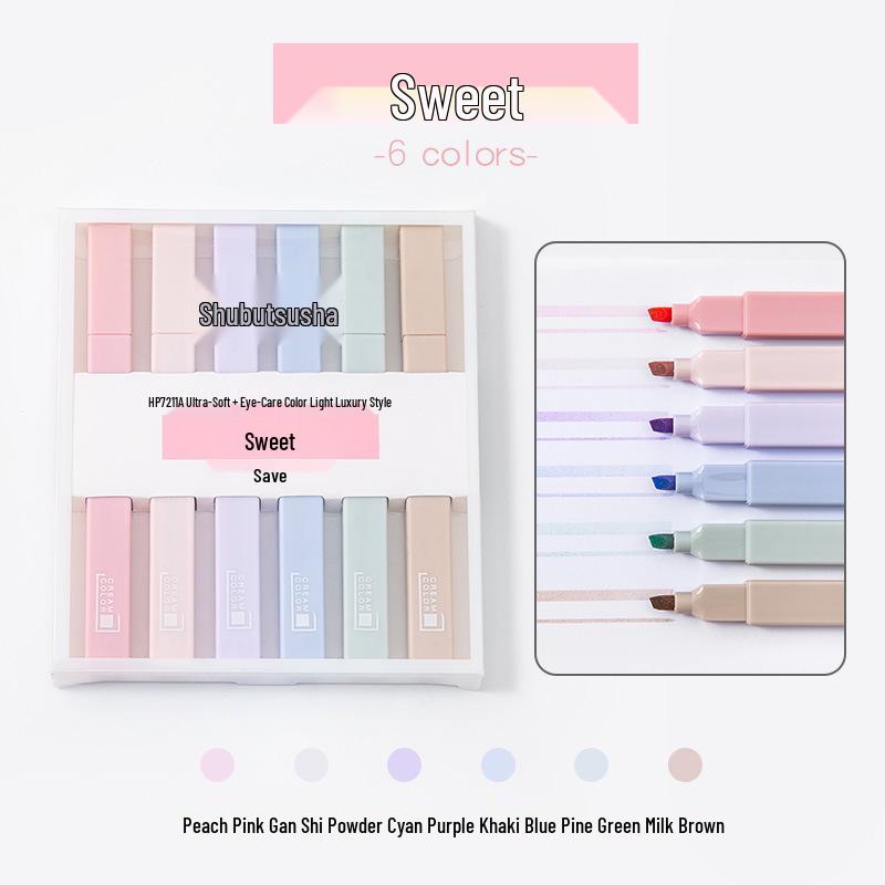 

Jiwushe 7211 Soft-Head Fluorescent Highlighter Set – Multi-color Eye Protection Markers Slant Tip