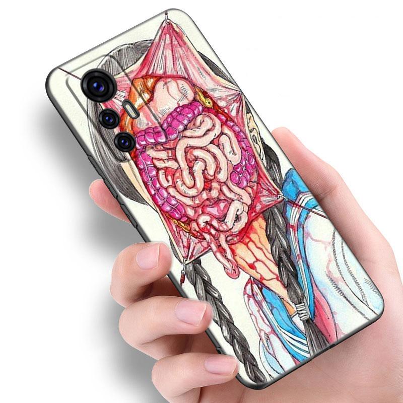 Shintaro Kago Horror Cartoon Phone Case For Xiaomi Mi A2 8 9 SE Note 10 10T 11 12 Lite 9T 11T 12S 12T Pro A3 6X 12X Black Cover