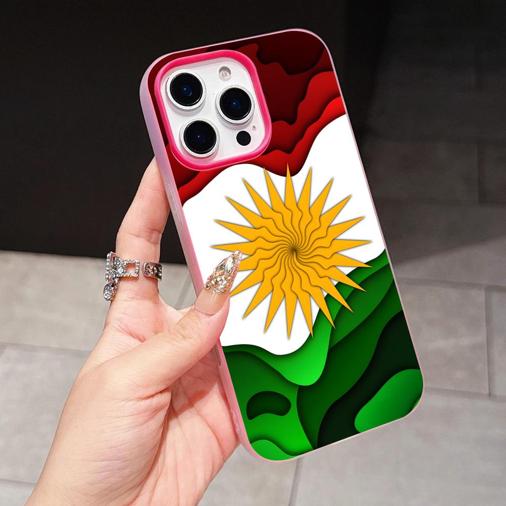 Kurdistan Flag Jelly Double layer Rose Red Mobile Phone Case for iPhone 17 16 15 14 13 12 11 Air Pro Max Plus Protective