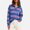 Women's Striped Knit Sweater with Collar for Casual Everyday