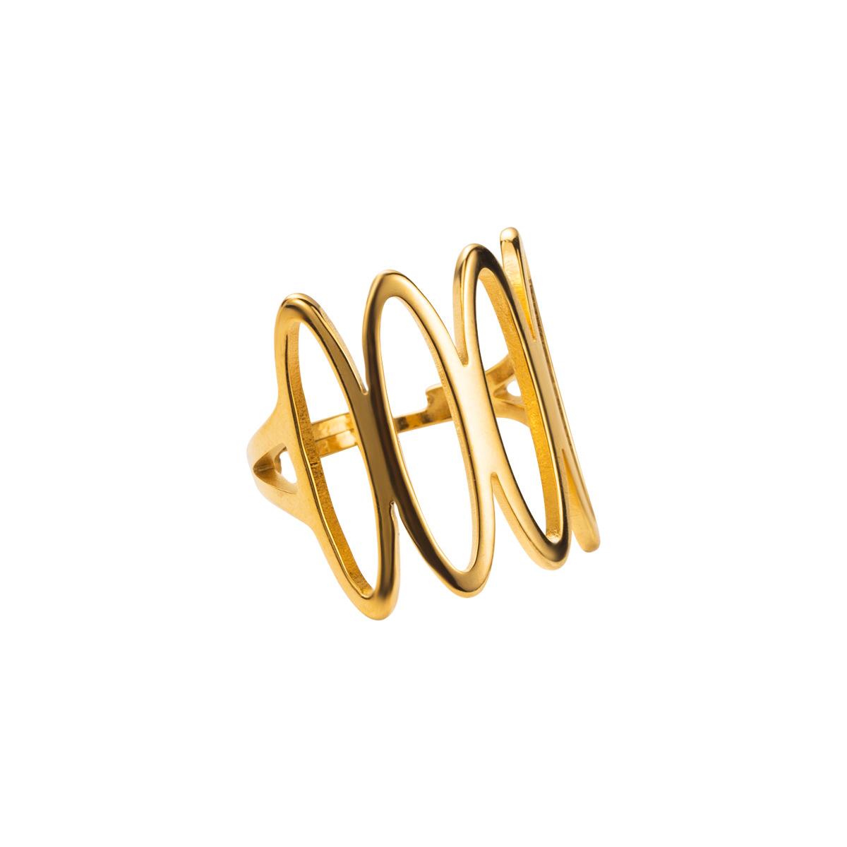 Кольцо из нержавеющей стали с классической текстурой, покрытой 18-каратным золотом. Нестандартное кольцо в европейском и американском французском ретро-стиле.