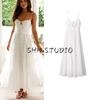 Spring New Women's Clothing Seaside Vacation Style Silm V Neck Backless High Waist A- Line Mini Sling Dress