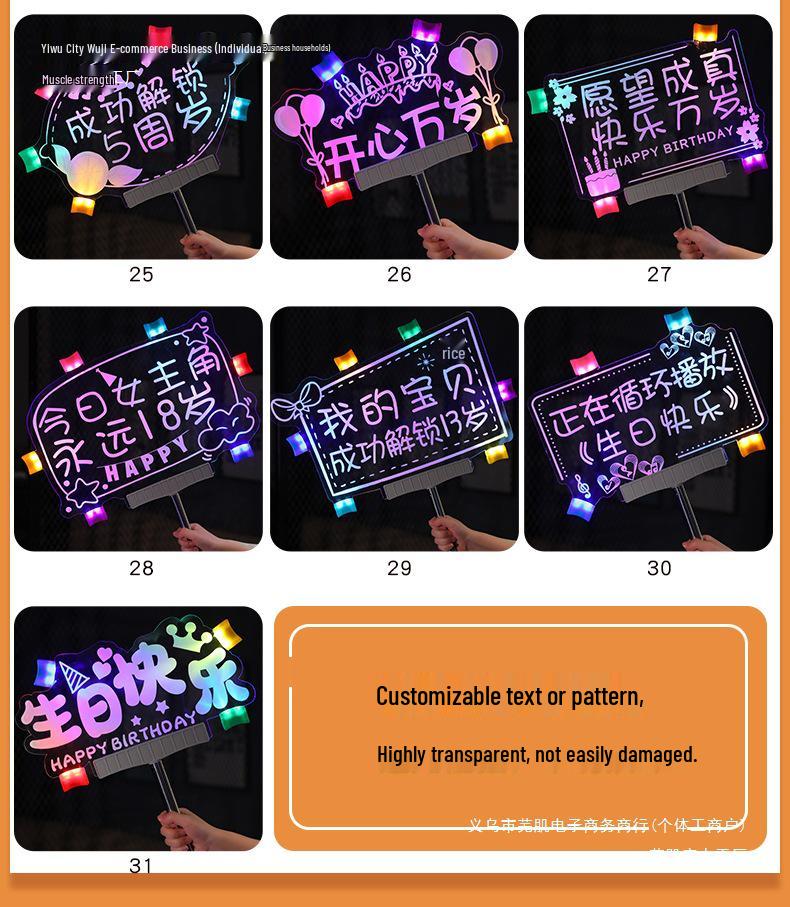 Birthday Light-Up Handheld Sign - Glowing Party and Event Cheering Prop