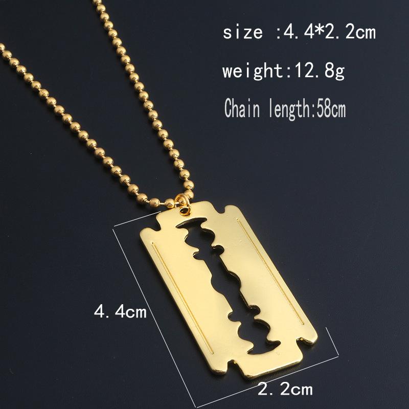 Fashion Razor Blades Pendant Necklaces Men Jewelry Male Shaver Shape Necklaces & Pendants Barber Shop Necklace for Male Boys