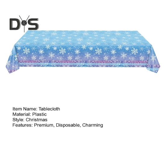 3/6 Pack Christmas Tablecloth Winter Holiday Snowflake Dining Tablecloth Plastic Disposable Table Cover for Christmas Party Decoration