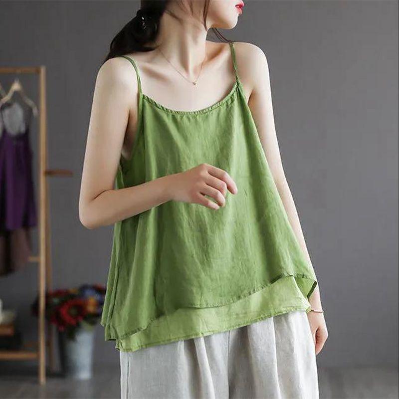Women's Linen Camisole Vest Casual Ramie Thin Inner Top