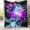 Kawaii S-Stitch Cartoon Flannel Blanket,Ultra Soft Warm Plush Throw for Home Bedroom Bed Sofa Cover Camping Picnic Gift Kids