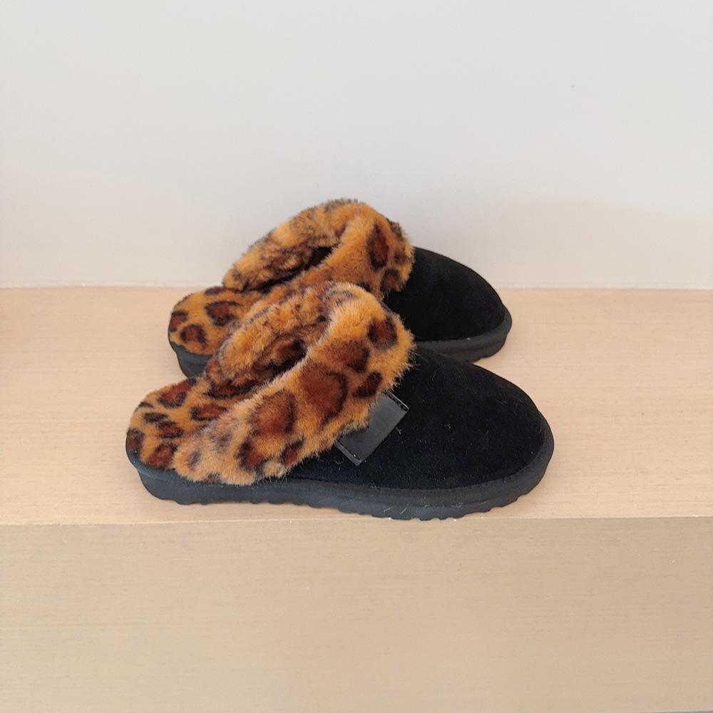 Women's Plus Size Leopard Print Wool Snow Boots - 2024 Winter Flat Low Velvet Warm Slippers