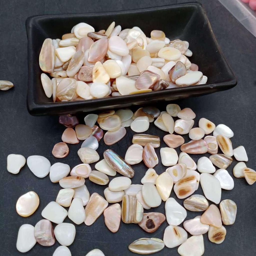 Piedras de Concha de Terrazzo Blanco y Negro de Nácar para Decoración de Acuario y Maceta