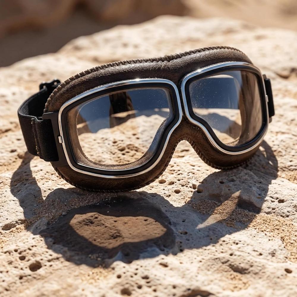 Vintage Motorcycle Goggles, Suitable for Wearing Over Prescription Glasses, with Soft-padded Non-slip Strap and Riding Goggles