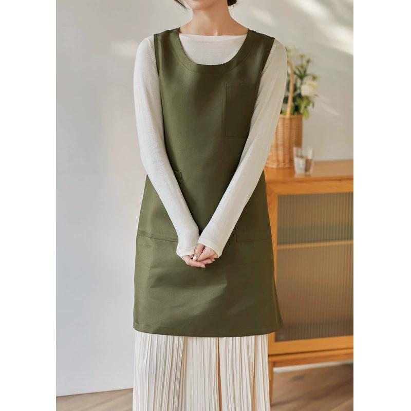 Neue Mode Küchenschürzen für Frau Mann Grill Restaurant Bar Geschäft Cafés Beauty Nägel Studios Uniform Koch Arbeitsschürze grün