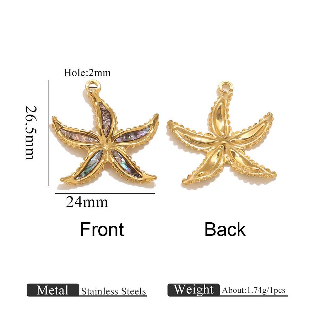 

Turtle Starfish Conch Inlaid shell Stainless Steel Pendant For Women Summer Beach-style DIY Making Charm Fashion Jewelry