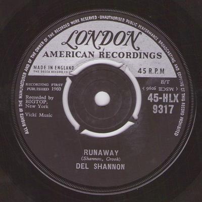 7-Zoll Schallplatte DEL SHANNON - Runaway 45HLX9317 London Records, 1961 UK Rock Gebraucht
