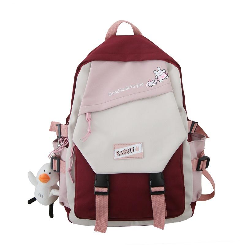 Schoolbag Schoolbag Female Student Korean Version High School Contrasting Color Large Capacity Girl Ulzzang New Junior High School Backpack Ins