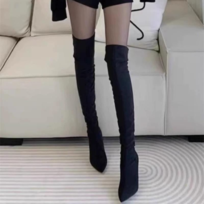 knee boots new autumn and winter high heels women's thin heels pointed high thin boots women's suede boots