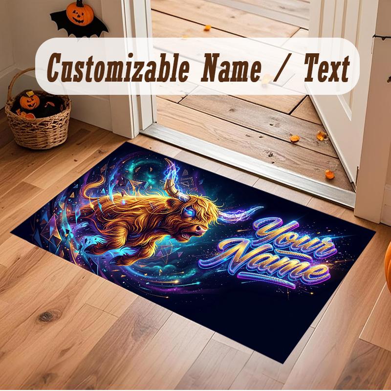 Fantasy Magic Theme Soft Crystal Velvet Rug Custom Name & Text Print Non Slip Floor Rug for Bedroom Living Room