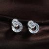 Trendy AAA Baguette Cubic Zirconia Clip On Earrings for Women Fashion Circle Without Piercing Earrings Bridal Wedding Accessorie