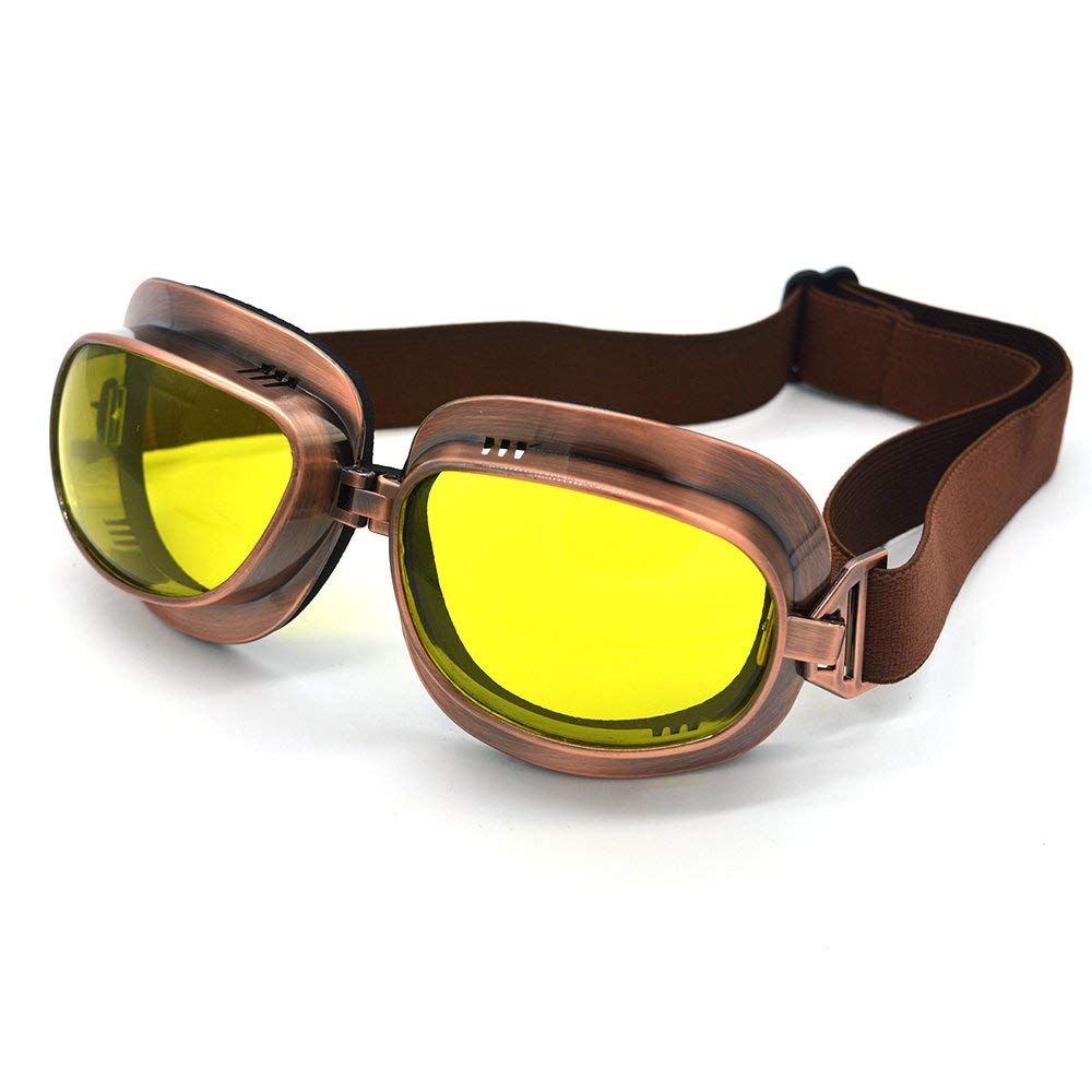 Evomosa Retro Motorcycle Vintage Pilot Sports Motorcycle Helmet Goggles Goggles, Goggles, Eyewear, Glasses, Motocross, Off-Road, ATV, Snowboard, Ski,