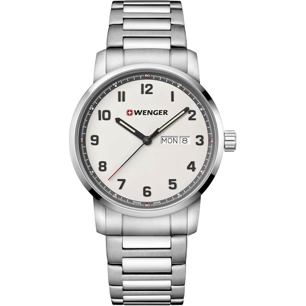 Wenger Attitude Quartz Watch Off-White 01.1541.120 Men's Fashion Timepiece