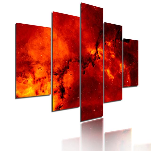 Helles Galaxie-Poster, Nebel, Weltraum, Universum, Wolken, Leinwandgemälde, 5-teilig, modulares Bild, Druck, Sternenhimmel, Wandkunst, Heimdekoration