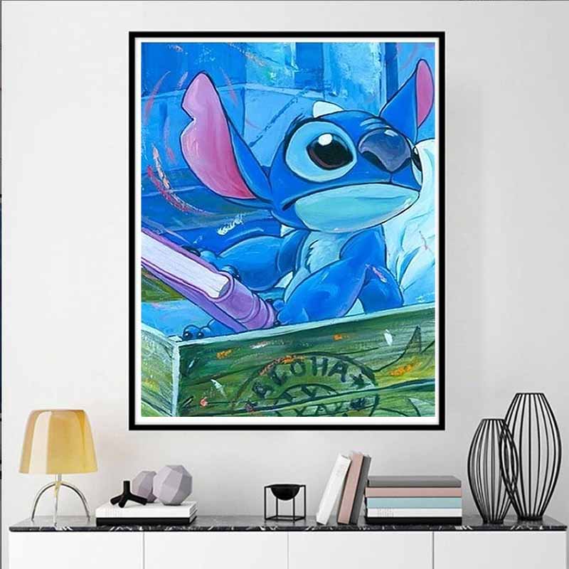 Disney Diamond Painting Set Stitch Oil Painting Style Healing Illustration Embroidery Wall Decoration DIY Set Gift Handmade Crystal 5D Diamond