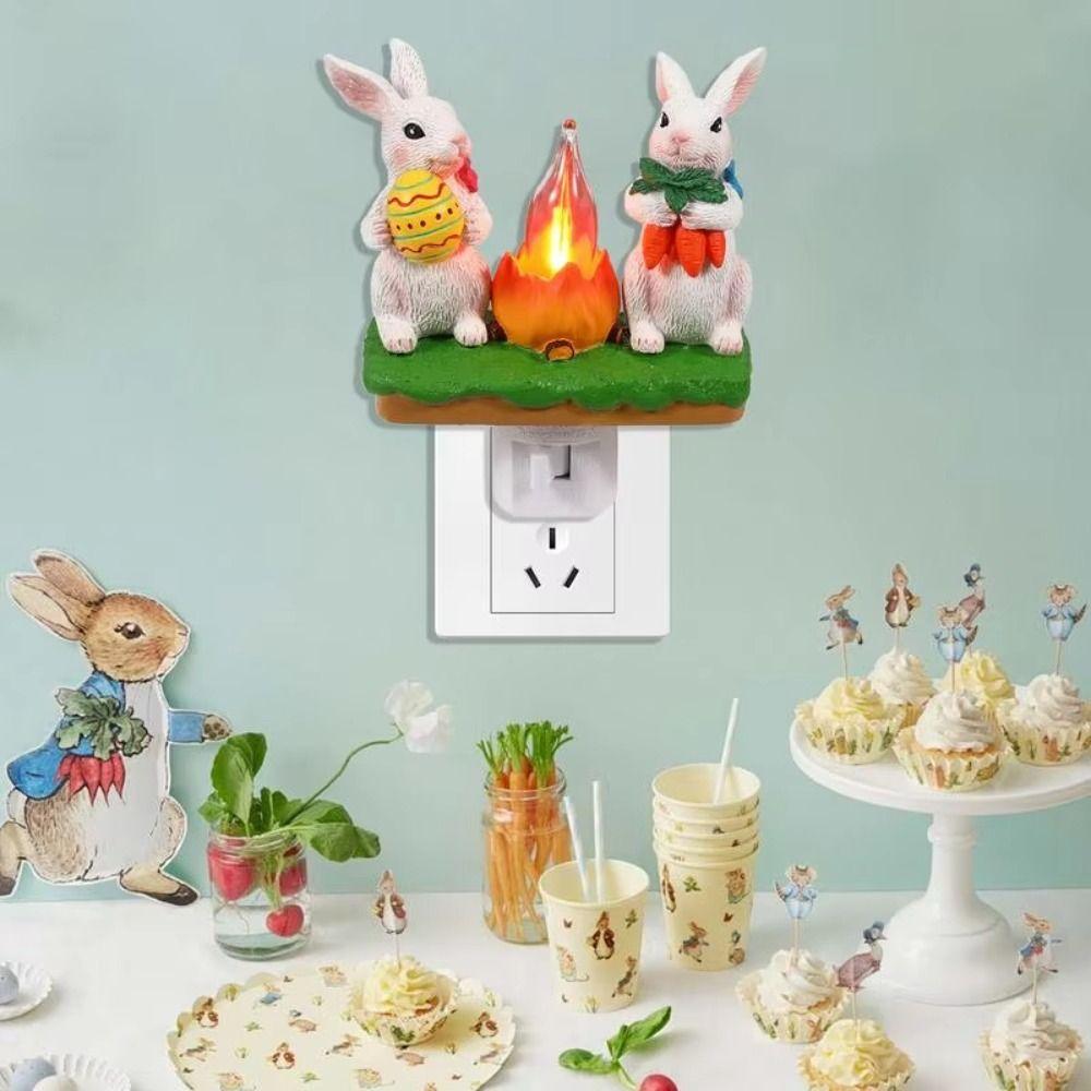 Cartoon Easter Lamp Wall Mounted LED Lights US Plug Bunny Decoration Light  Night