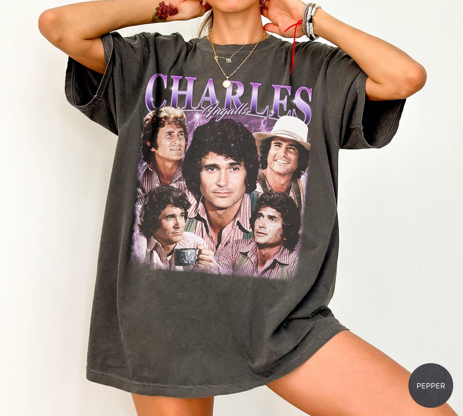 Vintage Charles Ingalls Shirt, Little House on the Prairie Retro Bootleg Graphic Tee, Michael Landon Homage T-Shirt, Classic Western Tee XL