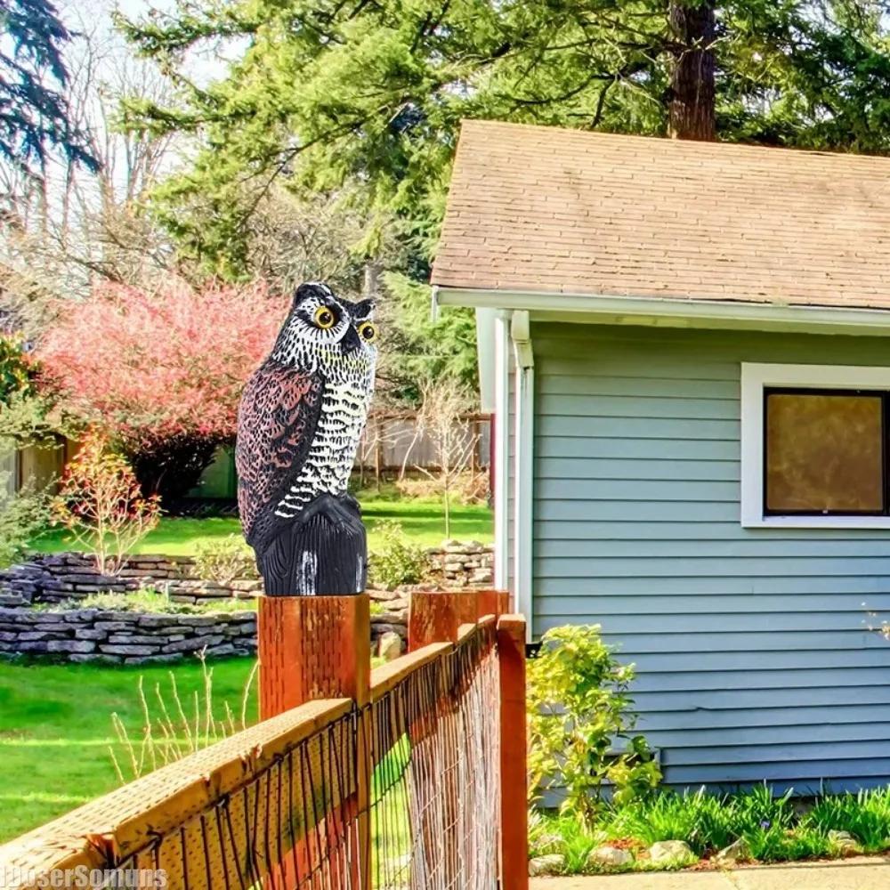 1pc Degree Realistic 360 Rotating Bird Repellent Owl Prowler Decoy Protection Repellent Pest Control Scarecrow Garden Yard Decor