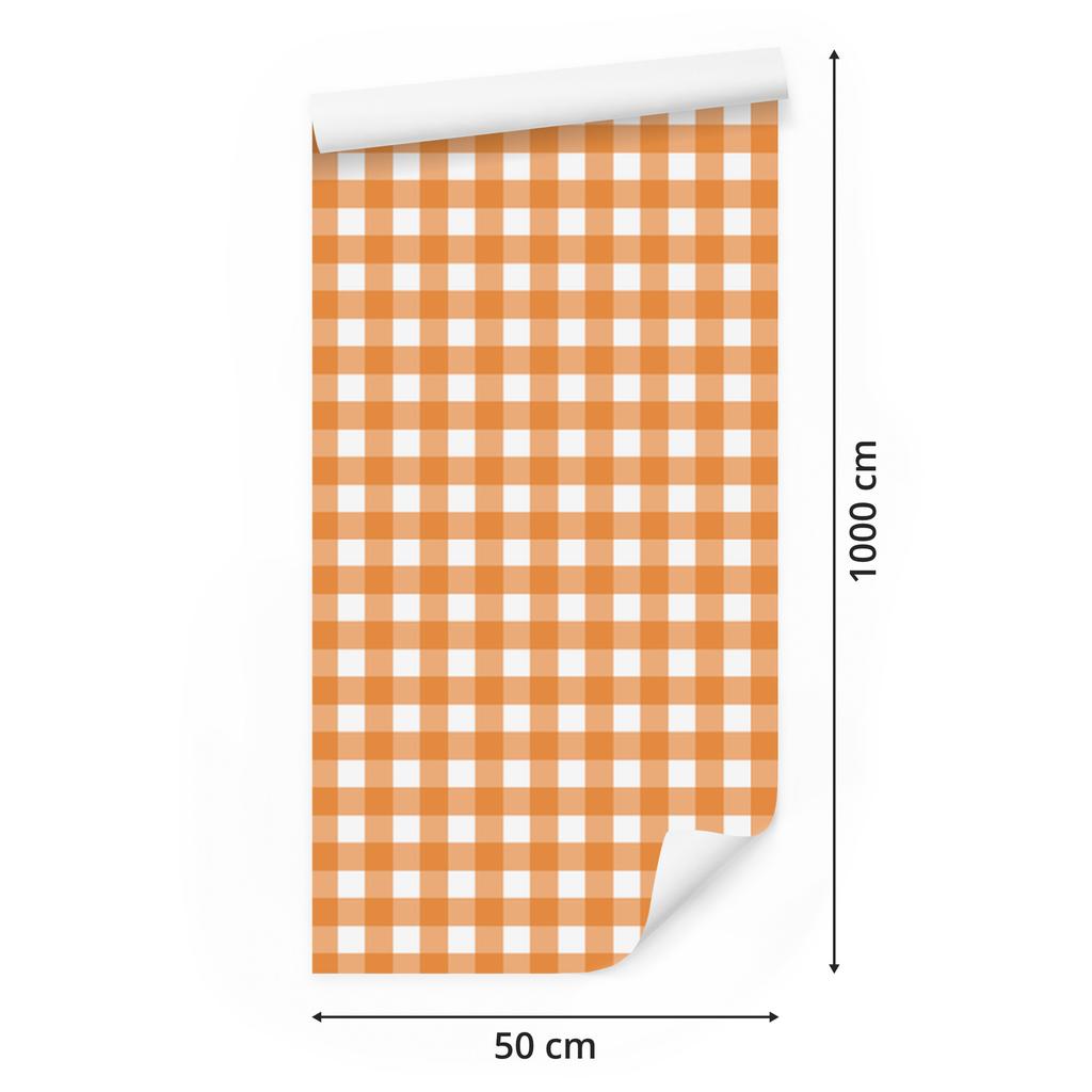 Wallpaper Colorful Retro Checkered Peach and White 50x1000