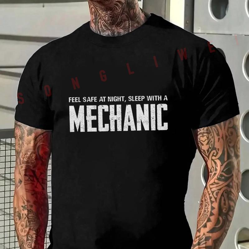 2026 Mechanic Humor Letter Print Motorcycle Tshirt Mens Cycling Sportswear Short Sleeve Top T