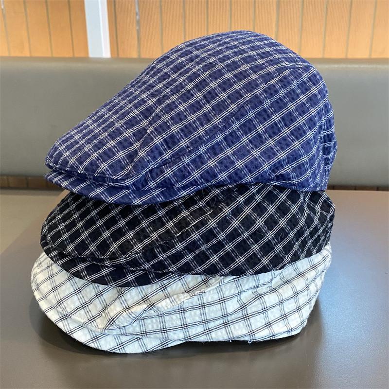 Fashion Cap Beret For Women With Grid Design And Wide Brim For Outings Casual