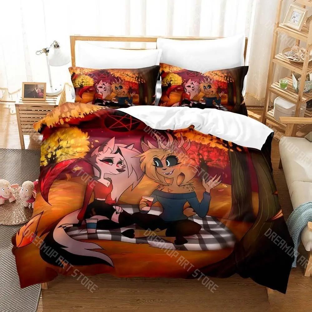 3D Printed Moxxie Boss Hellaverse Bedding Set for Boys Girls Duvet Cover Pillowcase Twin Queen King Full Single Double Sizes