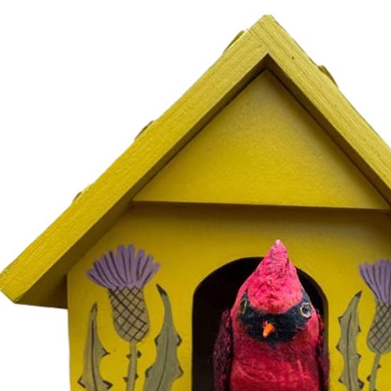 Kinetic Art Birdhouse Wall Decor Animal in House Wall Decoration Outdoor Garden Wall Art for Farmhouse Home Room Yard Patio Porch