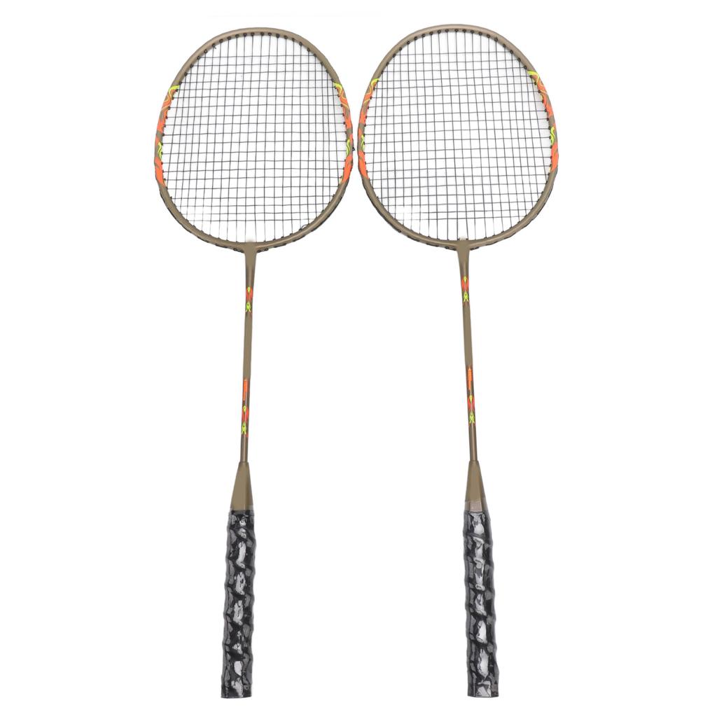 Set di 2 Racchette da Badminton Leggere in Lega di Ferro Monopezzo con Borsa portaoggetti per Principianti