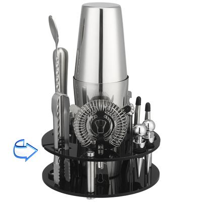 Einsteiger Cocktailshaker Set Barshaker Handbecher Drehbares Aufbewahrungsregal Komplettes Set an Barkeeperwerkzeugen
