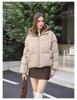 Short Cotton-padded Jacket With Imitation Mink Fur Hood