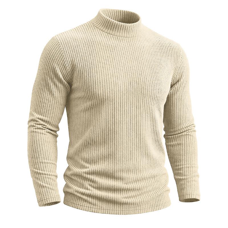 Męski sweter z golfem, z długim rękawem, gruby splot, ciepły, vintage, pulower