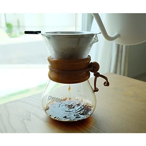 Pyrex CP-8535 Coffee Server, 400ml, Natural, with Stainless Steel Filter