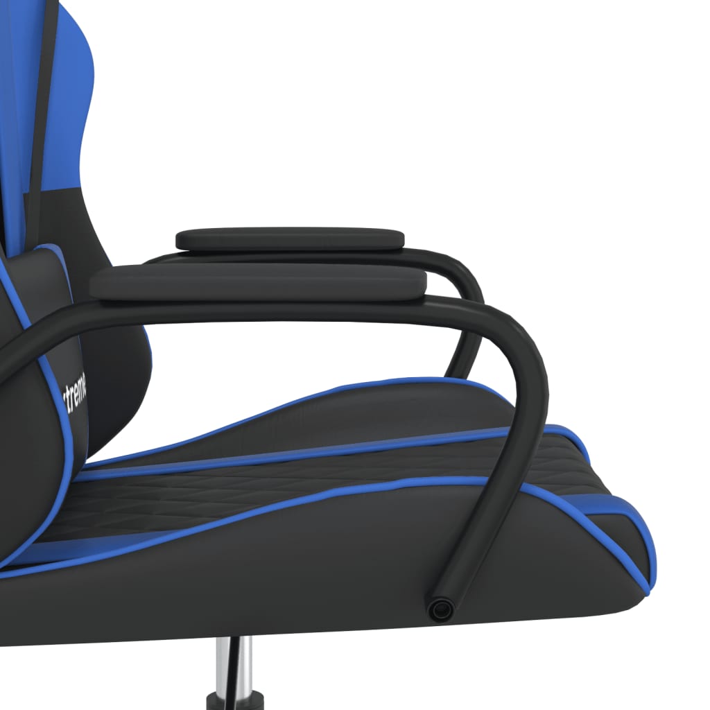 Gaming Chair with Massage Function Black and Blue Artificial Leather