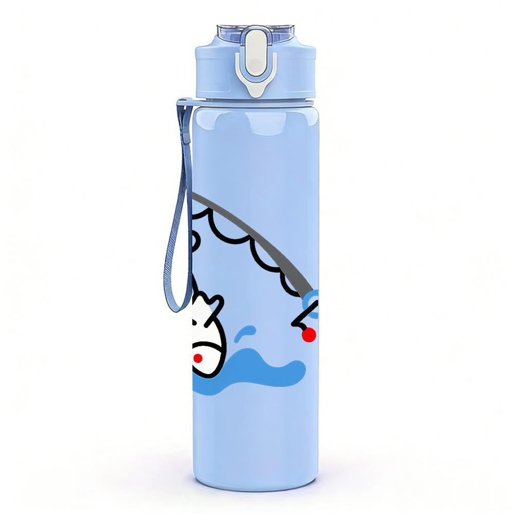 1PC Fishing Hook Sea Retro Print 750ml Color Plastic Sports Water Bottle Leakproof Flip Straw Lid Suitable for Sports Office Home Use