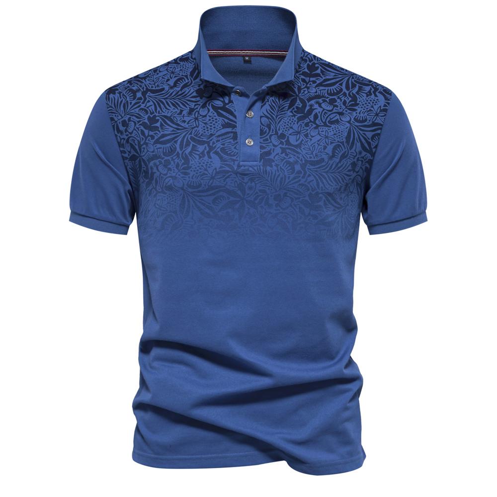 Men’s Summer T-shirts Cotton Polyester Gradient Printed Polo Shirts Short Sleeves Fashion Tops Golf Shirt Daily Casual Menswear