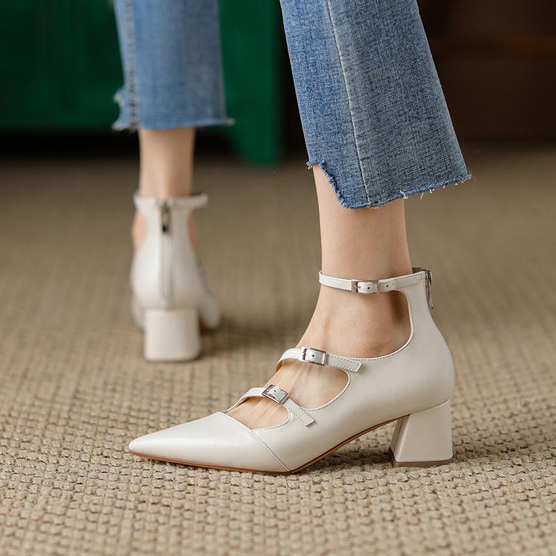 

Весенняя женская обувь Туфли-лодочки из натуральной кожи для женщин Туфли на массивном каблуке с круглым носком на высоком каблуке Mary Janes Zapatos Mujer